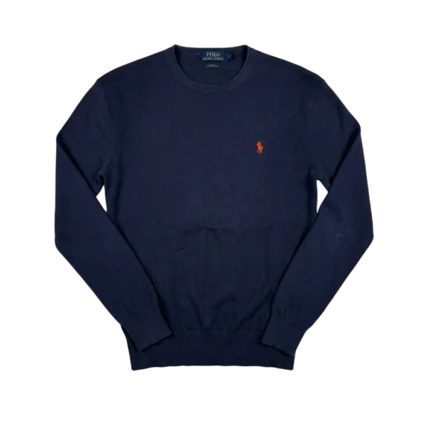 Ralph Lauren Sweter Granatowy z Haftem M Vintage Streetwear - widok ogólny przód vintage