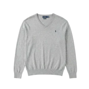 Ralph Lauren Sweter V-Neck Szary XXXL Vintage Streetwear - widok ogólny przód vintage