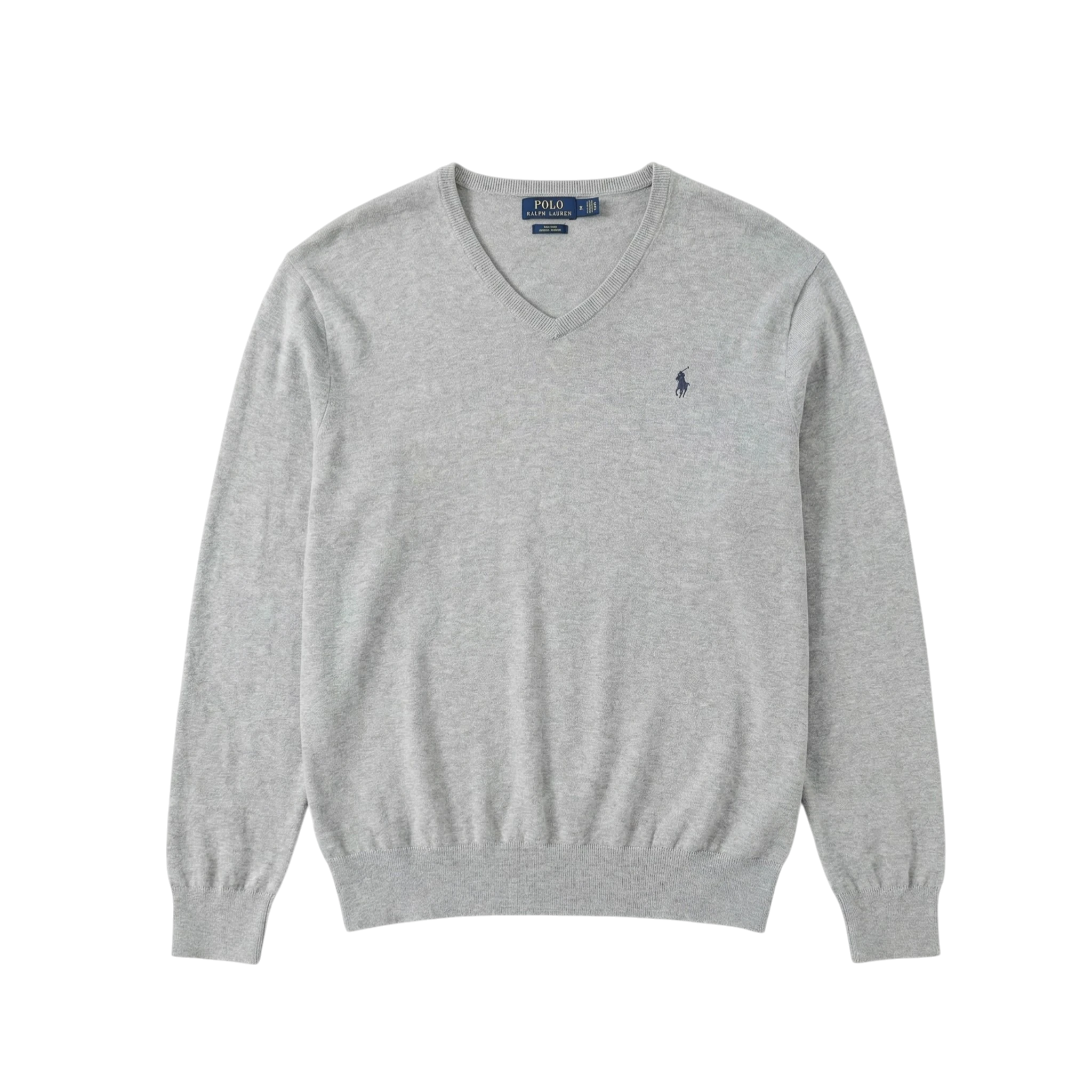 Ralph Lauren Sweter V-Neck Szary XXXL Vintage Streetwear - widok ogólny przód vintage