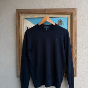 Ralph Lauren Sweter Wełniany Granatowy M Vintage Streetwear - zdjęcie 3