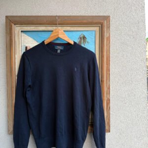 Ralph Lauren Sweter Wełniany Granatowy M Vintage Streetwear - zdjęcie 4