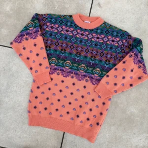 Reusch Sweter Koralowy Wełniany XL Vintage Retro Streetwear - zdjęcie 3