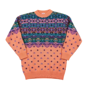 Reusch Sweter Koralowy Wełniany XL Vintage Retro Streetwear - widok ogólny przód vintage