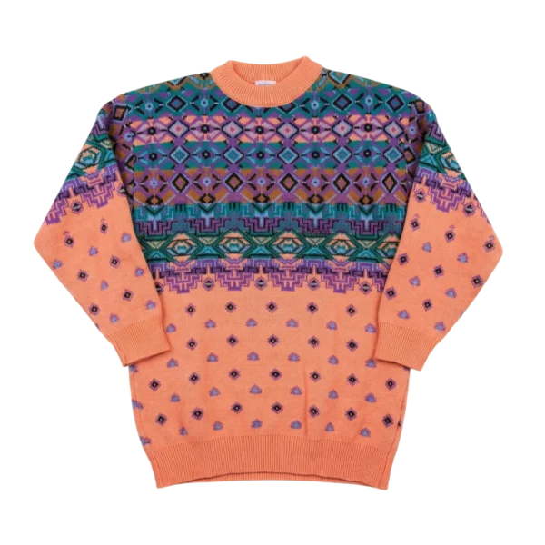 Reusch Sweter Koralowy Wełniany XL Vintage Retro Streetwear - widok ogólny przód vintage