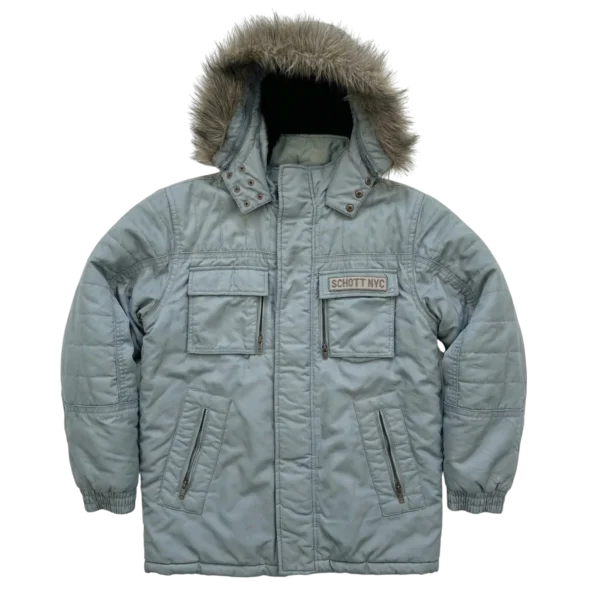 Schott Kurtka Parka Zimowa XL Vintage Streetwear - widok ogólny przód vintage