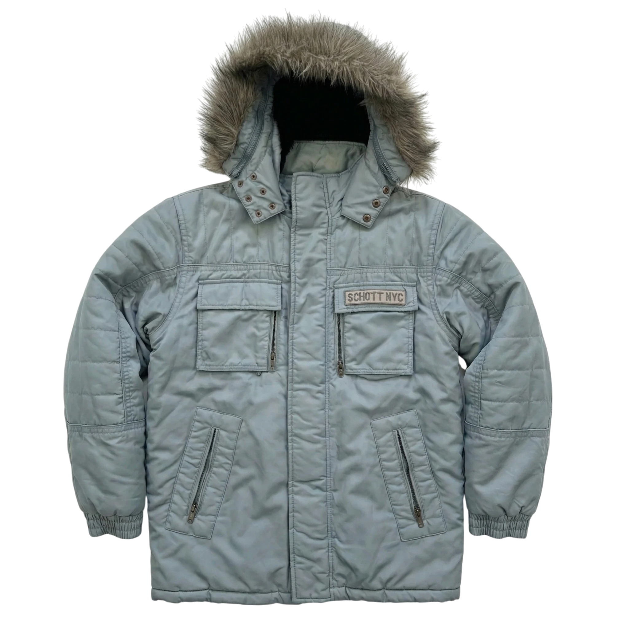 Schott Kurtka Parka Zimowa XL Vintage Streetwear - widok ogólny przód vintage