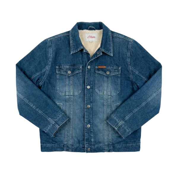 Sherpa Kurtka S.Oliver Niebieska XL Vintage Streetwear - widok ogólny przód vintage