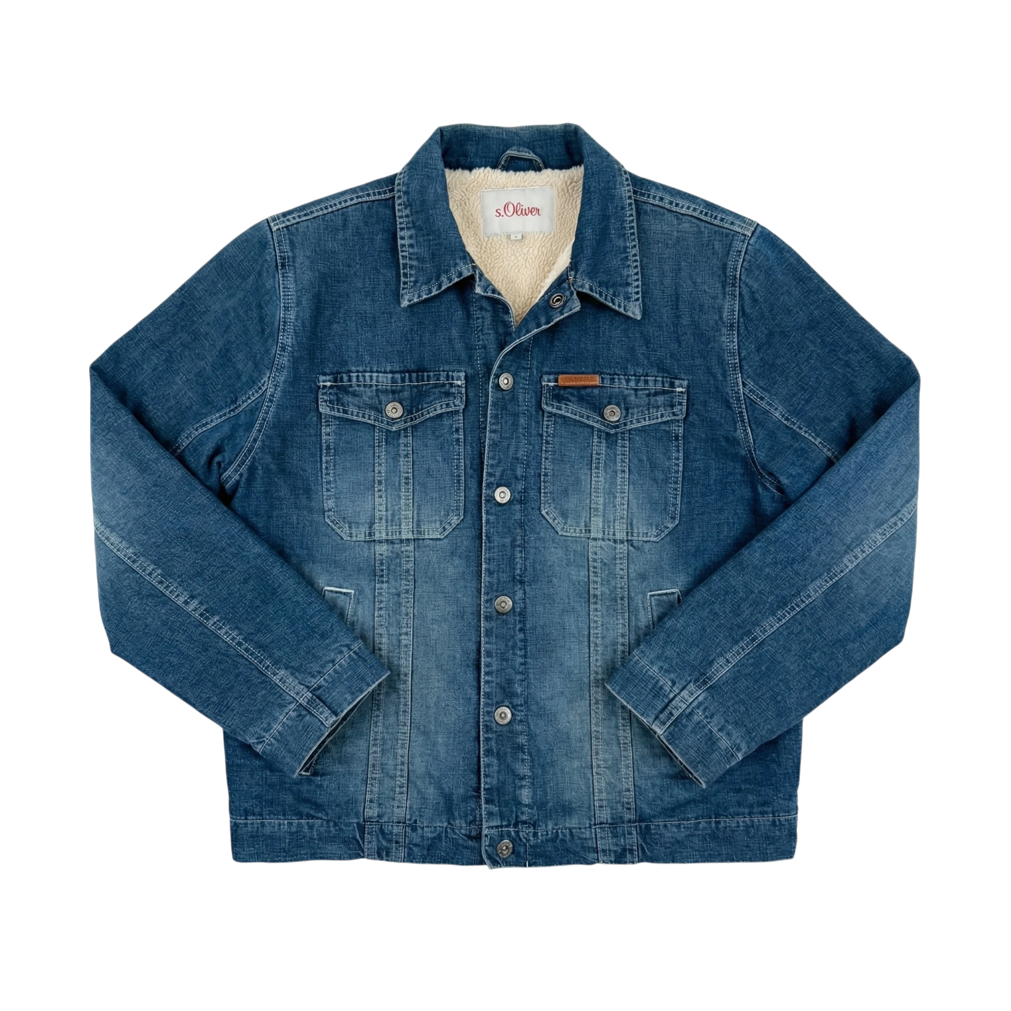 Sherpa Kurtka S.Oliver Niebieska XL Vintage Streetwear - widok ogólny przód vintage