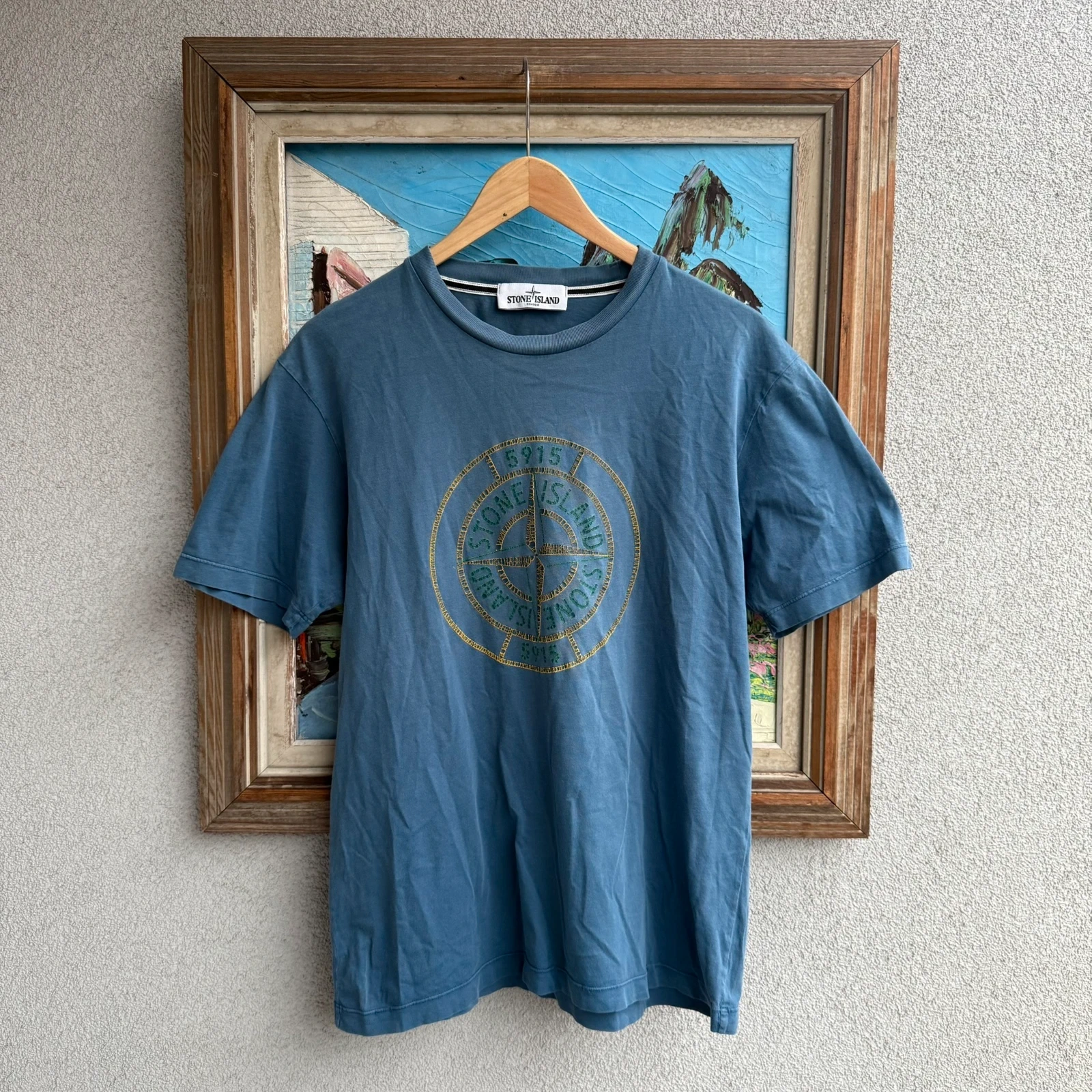 Stone Island Koszulka Niebieska T-shirt L Vintage Streetwear - widok ogólny przód vintage