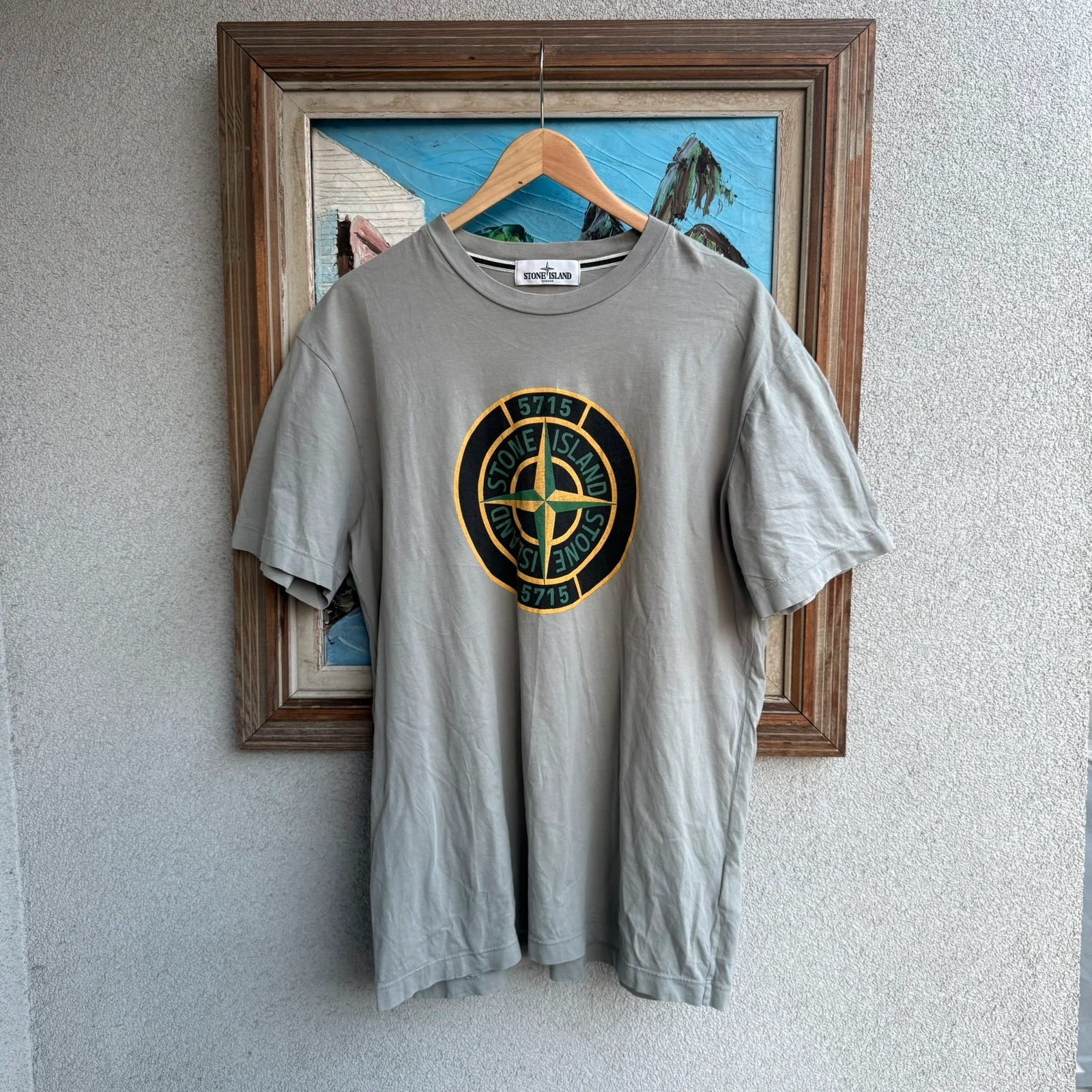 Stone Island Koszulka z Logo Szara XL Vintage Streetwear - widok ogólny przód vintage