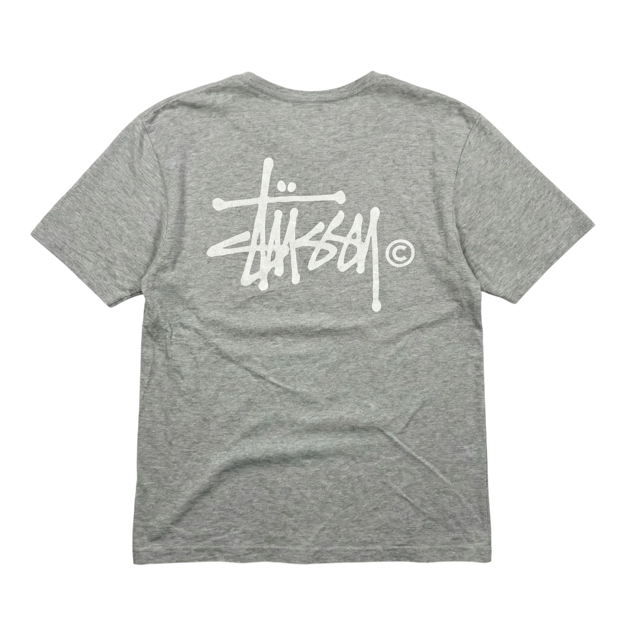 Stüssy Koszulka Szara Nadruk XL Vintage Streetwear - widok ogólny przód vintage