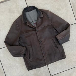 The Genuine Leather Kurtka Skórzana Brązowa XL Vintage Retro - zdjęcie 3