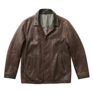 The Genuine Leather Kurtka Skórzana Brązowa XL Vintage Retro - widok ogólny przód vintage