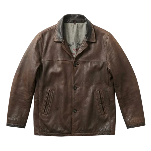 The Genuine Leather Kurtka Skórzana Brązowa XL Vintage Retro - widok ogólny przód vintage