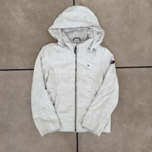 Tommy Hilfiger Kurtka Puchowa Biała S Vintage Streetwear - zdjęcie 2