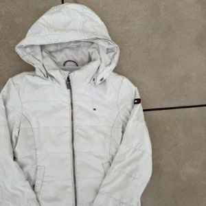 Tommy Hilfiger Kurtka Puchowa Biała S Vintage Streetwear - zdjęcie 4