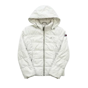 Tommy Hilfiger Kurtka Puchowa Biała S Vintage Streetwear - widok ogólny przód vintage