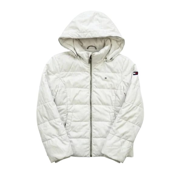 Tommy Hilfiger Kurtka Puchowa Biała S Vintage Streetwear - widok ogólny przód vintage