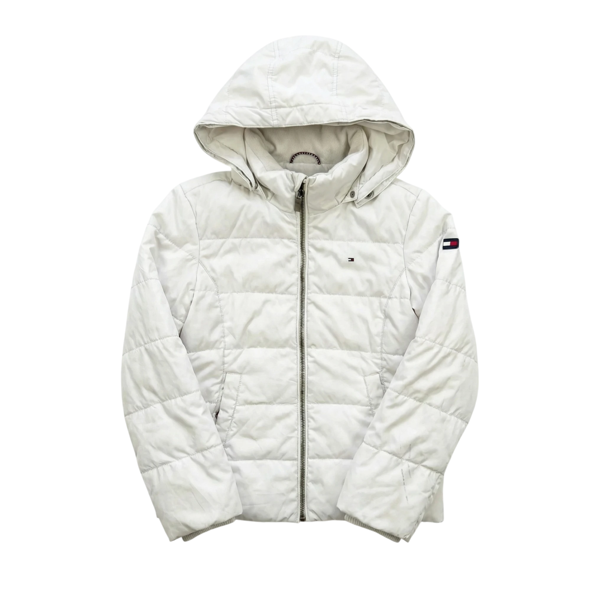 Tommy Hilfiger Kurtka Puchowa Biała S Vintage Streetwear - widok ogólny przód vintage