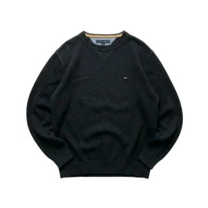 Tommy Hilfiger Sweter Czarny XL Vintage Retro Streetwear - widok ogólny przód vintage
