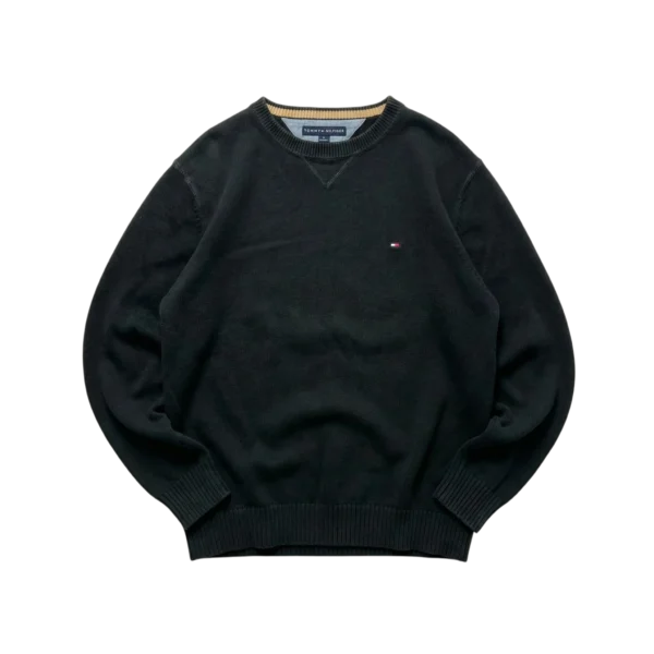 Tommy Hilfiger Sweter Czarny XL Vintage Retro Streetwear - widok ogólny przód vintage