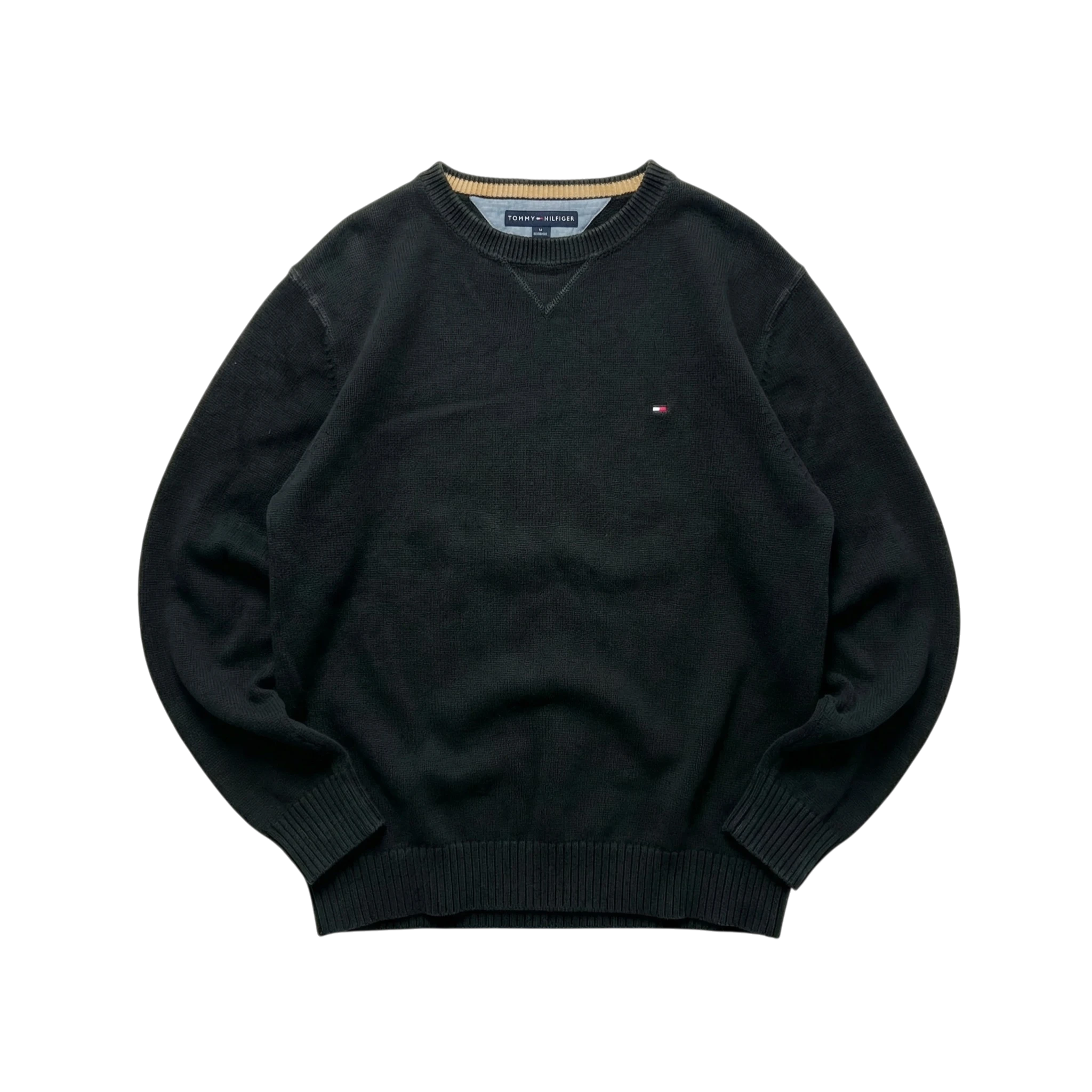 Tommy Hilfiger Sweter Czarny XL Vintage Retro Streetwear - widok ogólny przód vintage