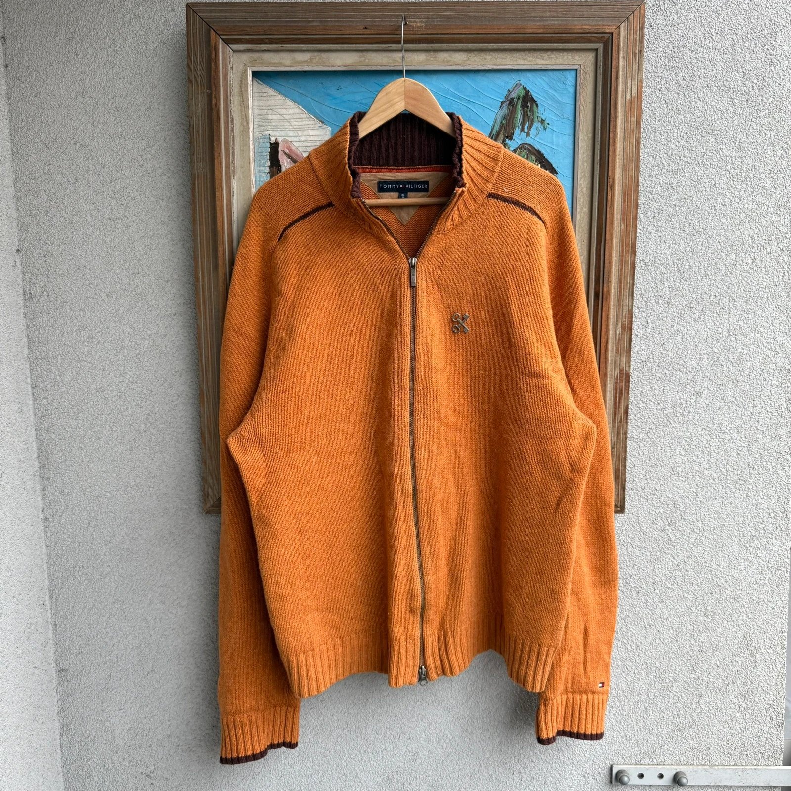 Tommy Hilfiger Sweter Wełniany Zapinany XXL Vintage - widok ogólny przód vintage