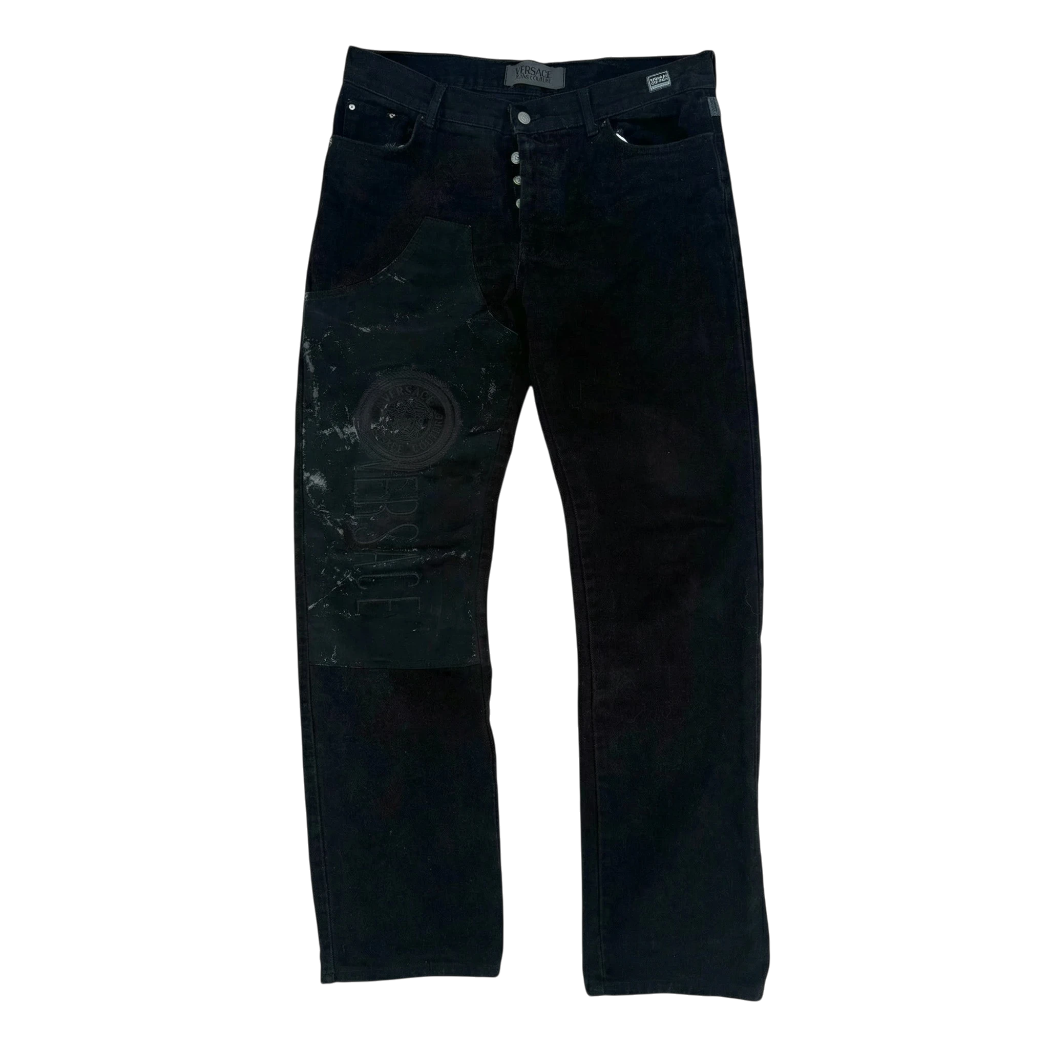 Versace Jeansy Spodnie Czarne XL Vintage Streetwear - widok ogólny przód vintage