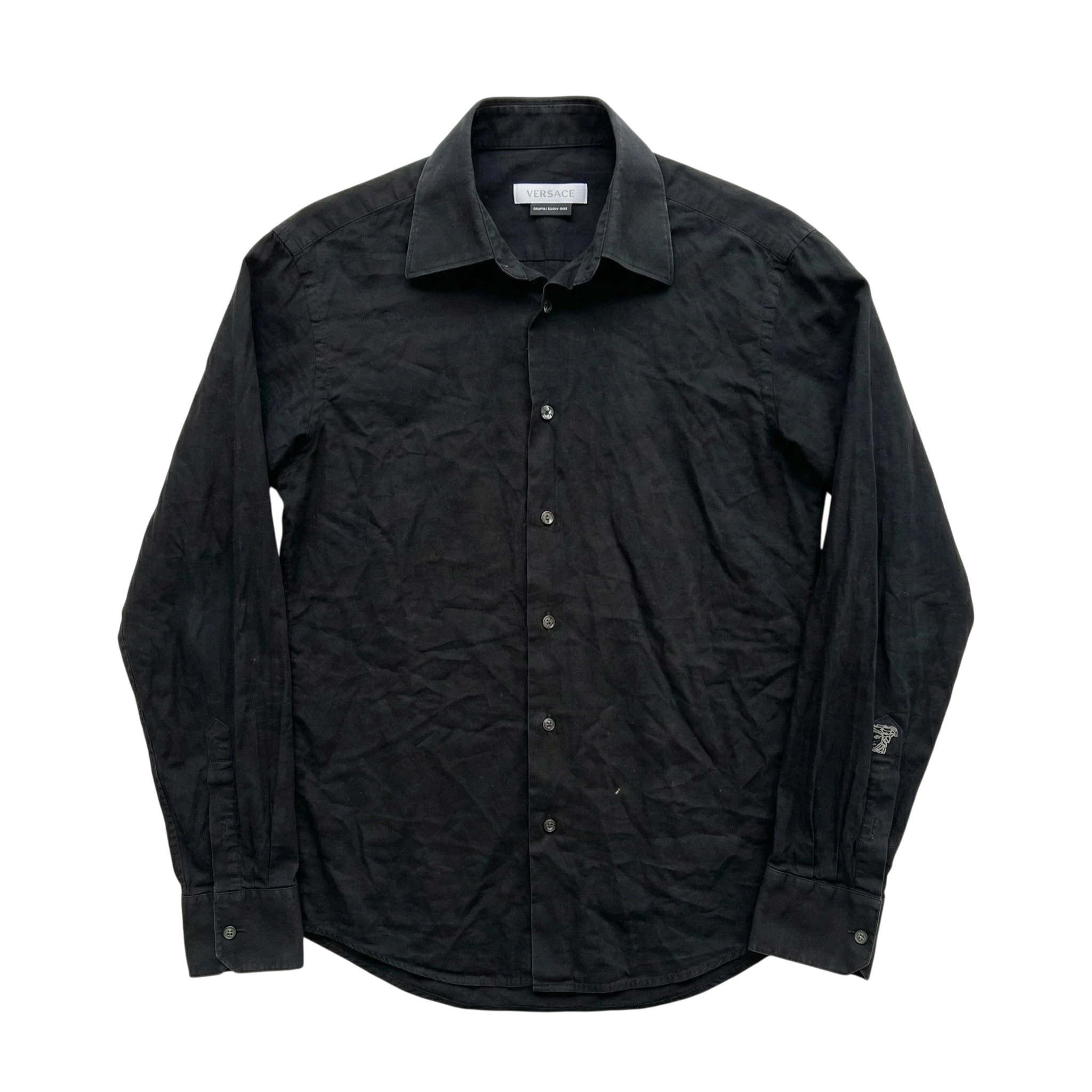 Versace Koszula Zapinana Czarna L Vintage Streetwear - widok ogólny przód vintage
