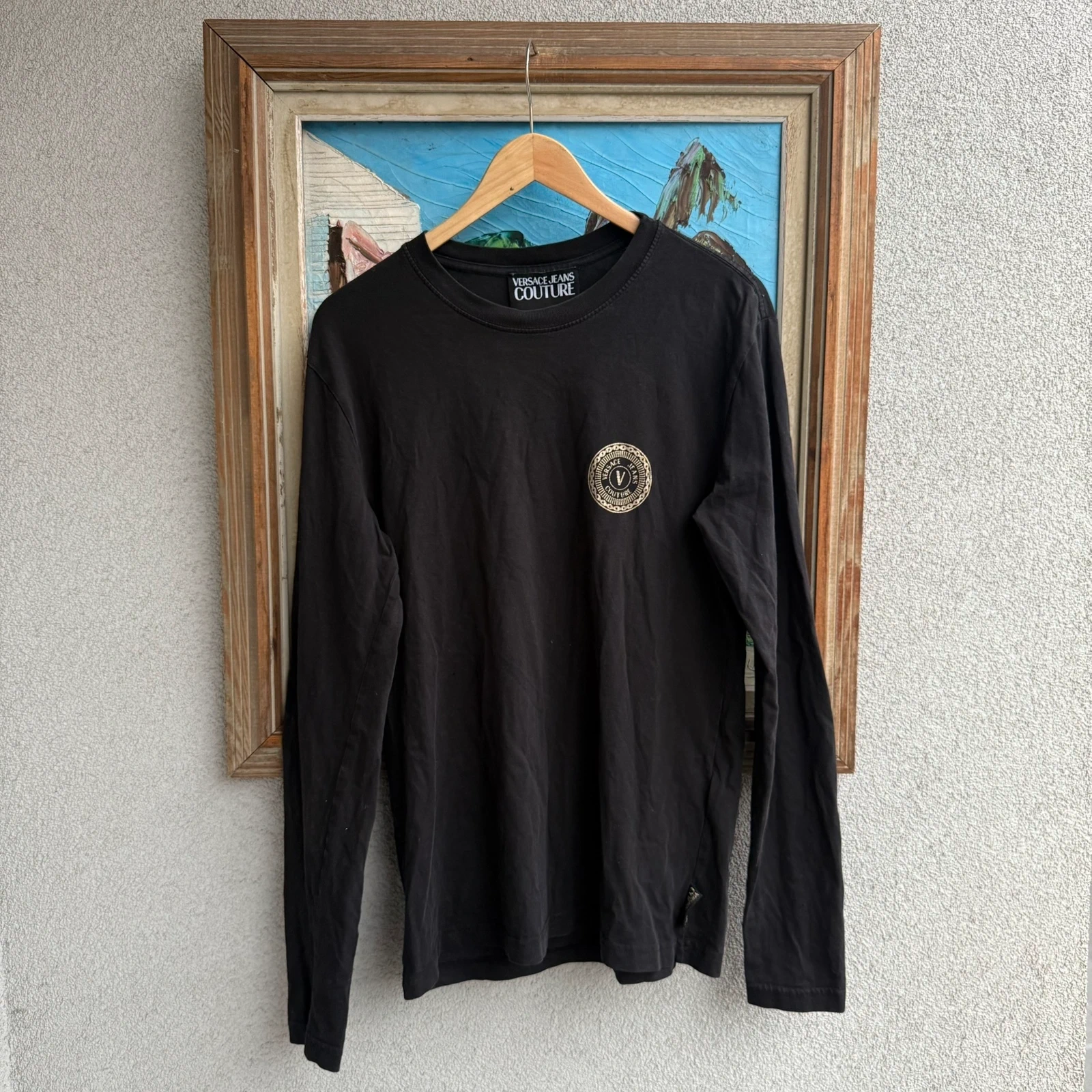 Versace Koszulka Longsleeve Czarna L Vintage Streetwear - widok ogólny przód vintage