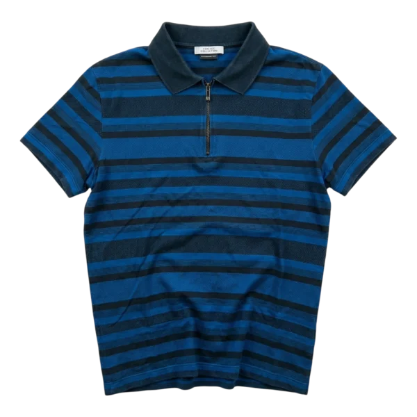 Versace Koszulka Polo w Paski L Vintage Streetwear - widok ogólny przód vintage