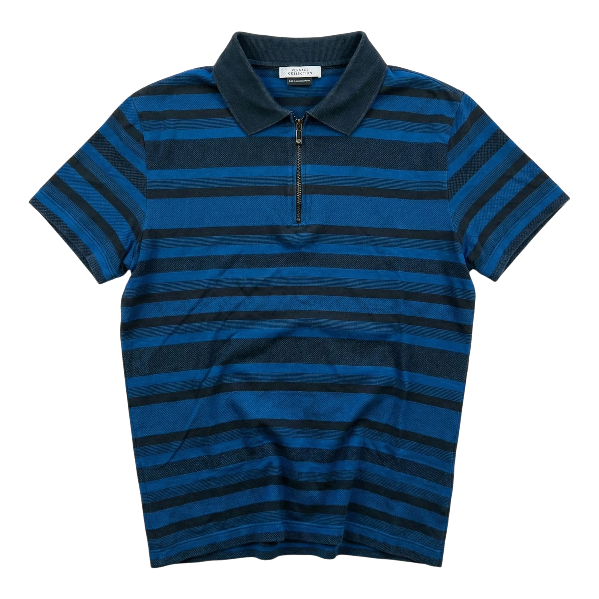 Versace Koszulka Polo w Paski L Vintage Streetwear - widok ogólny przód vintage