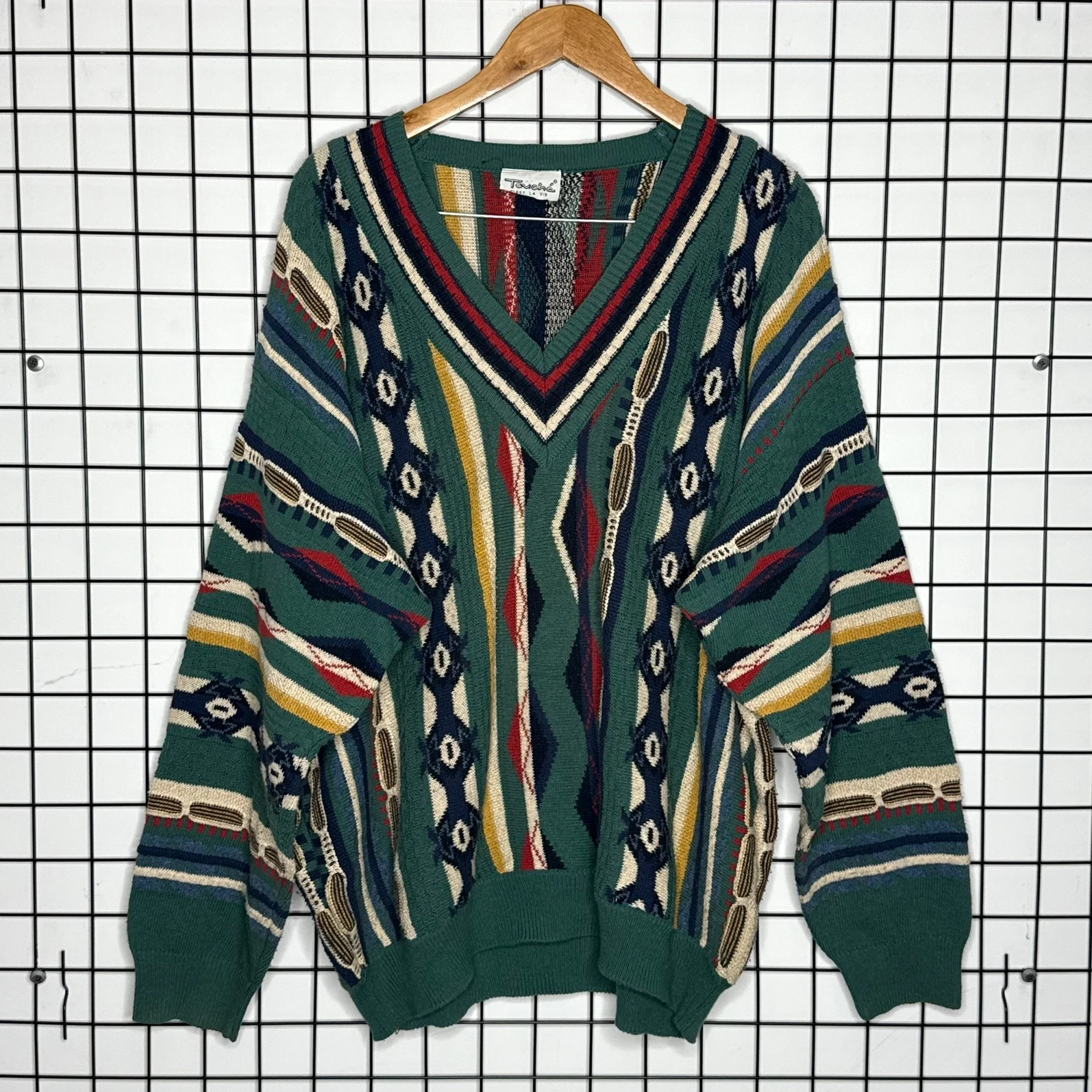 Vintage Love Sweter Coogi Style XXL Vintage Retro Streetwear - widok ogólny przód vintage