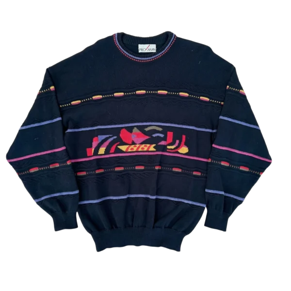 Vintage Love Sweter Pleciony Kolorowy L Vintage Streetwear - widok ogólny przód vintage