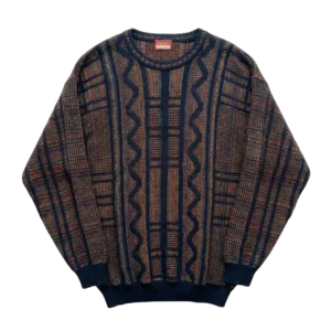 Vintage Love Sweter Pleciony Wzory XL Vintage Streetwear - widok ogólny przód vintage