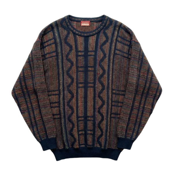 Vintage Love Sweter Pleciony Wzory XL Vintage Streetwear - widok ogólny przód vintage