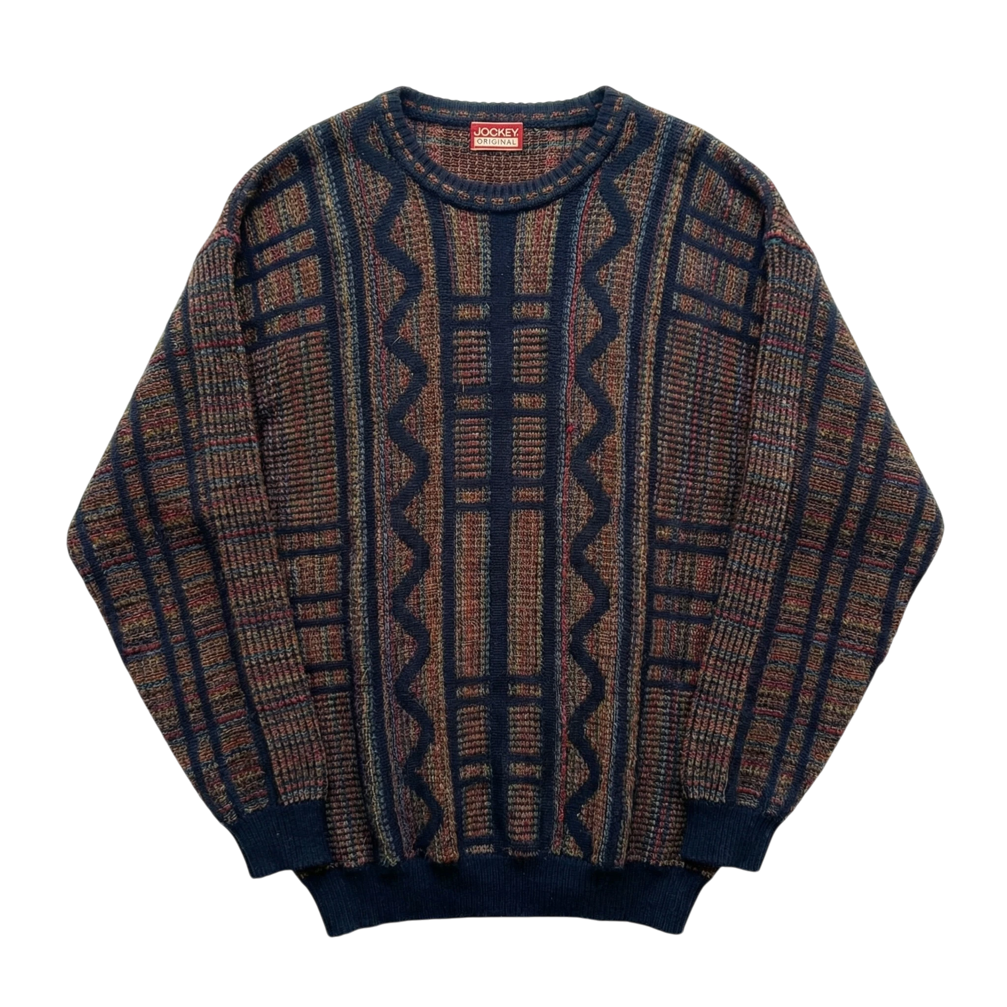 Vintage Love Sweter Pleciony Wzory XL Vintage Streetwear - widok ogólny przód vintage