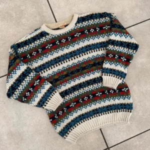 Vintage Love Sweter Wełniany Kolorowy Wzór L Vintage Streetwear - zdjęcie 3