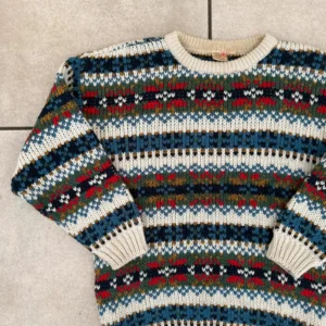 Vintage Love Sweter Wełniany Kolorowy Wzór L Vintage Streetwear - zdjęcie 4