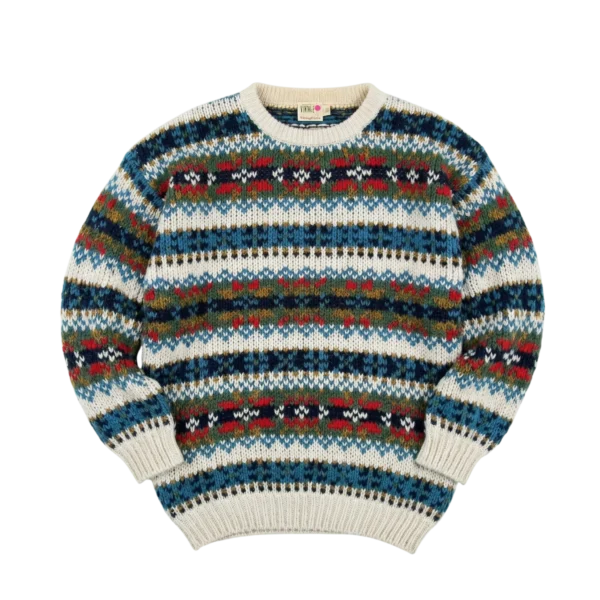 Vintage Love Sweter Wełniany Kolorowy Wzór L Vintage Streetwear - widok ogólny przód vintage