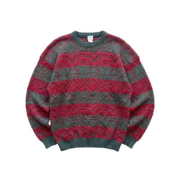 Vintage Love Sweter Wełniany Wzory XXL Vintage Streetwear - widok ogólny przód vintage