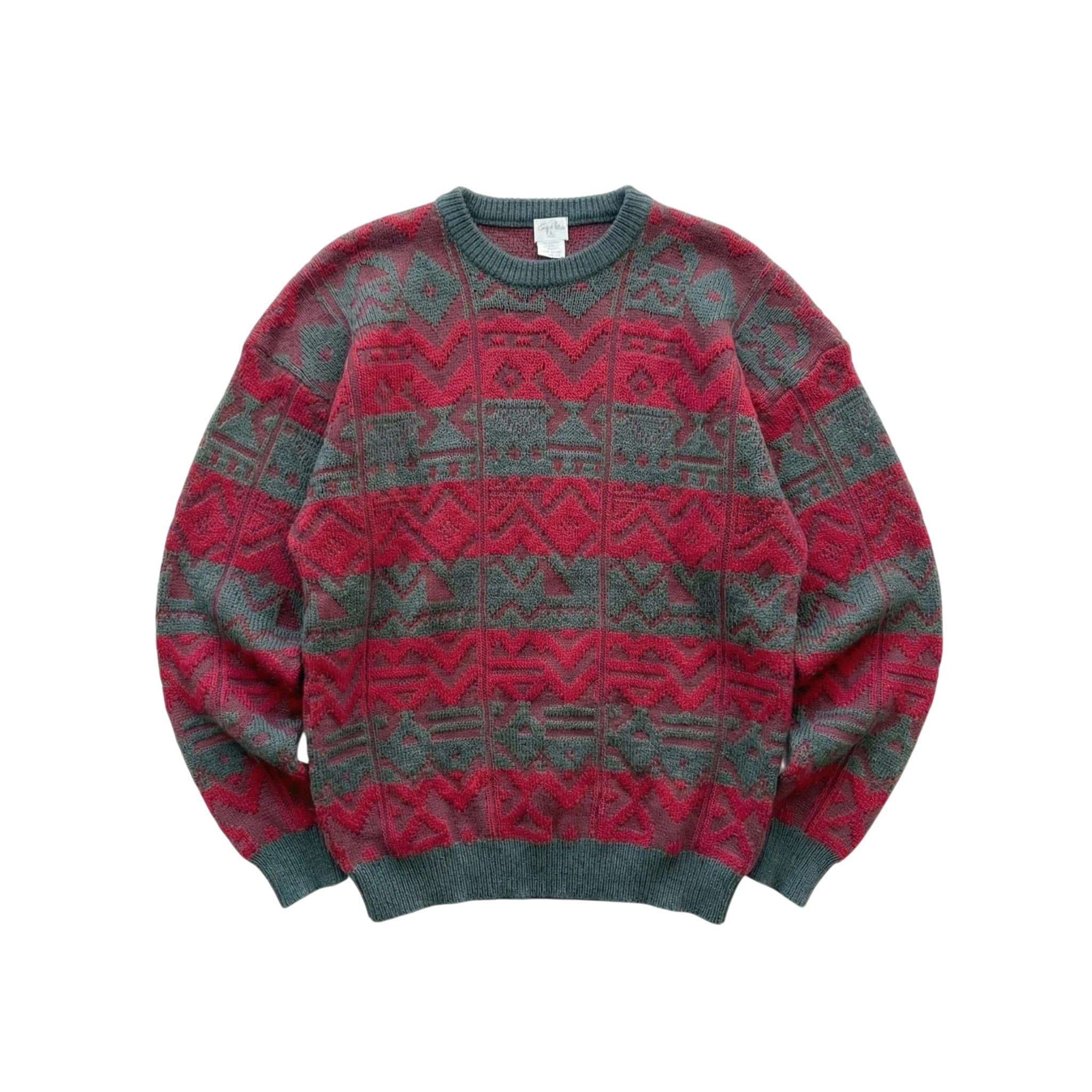 Vintage Love Sweter Wełniany Wzory XXL Vintage Streetwear - widok ogólny przód vintage