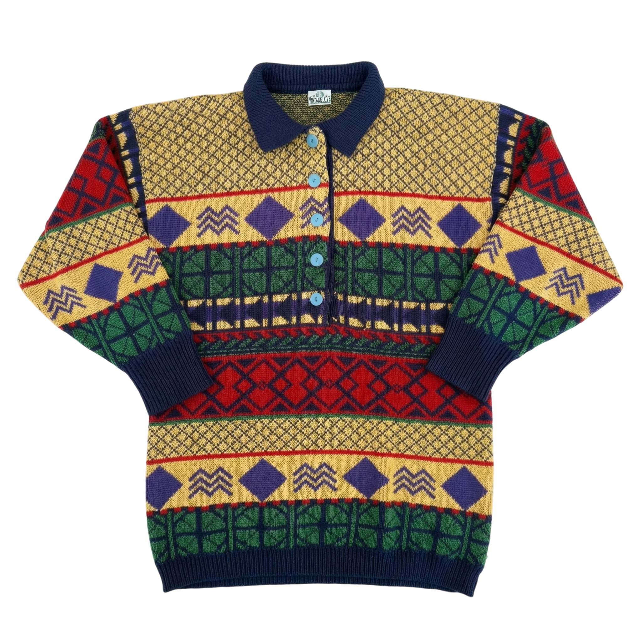 Vintage Love Sweter Wełniany XL Vintage Retro Streetwear - widok ogólny przód vintage