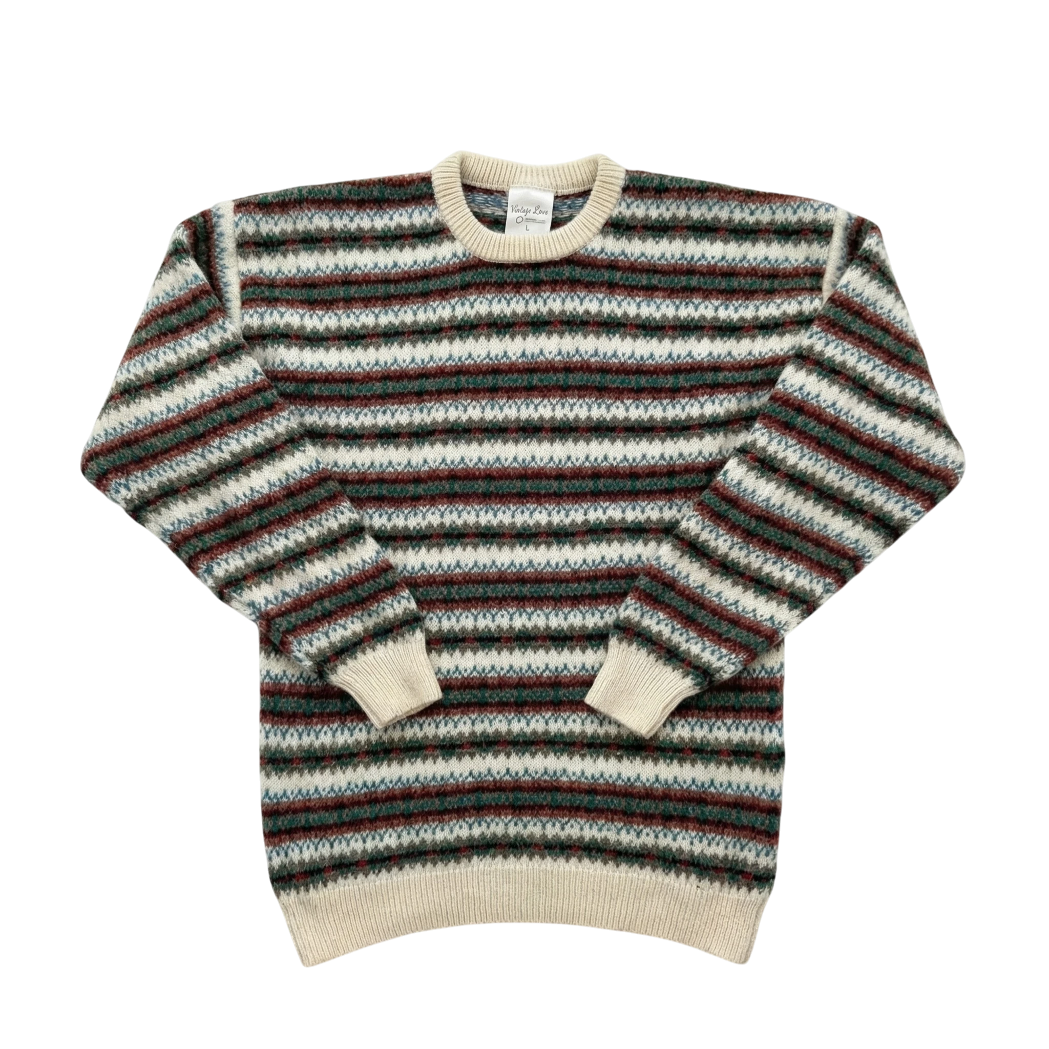 Vintage Love Sweter Wełniany w Paski XL Vintage Streetwear - widok ogólny przód vintage