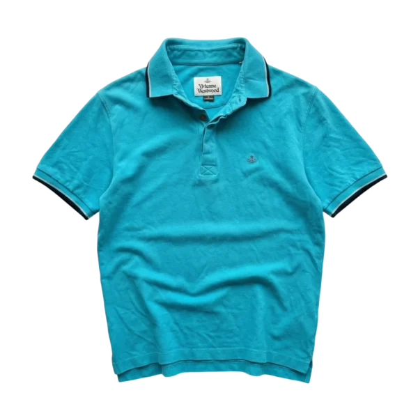 Vivienne Westwood Koszulka Polo Turkusowa XL Vintage - widok ogólny przód vintage