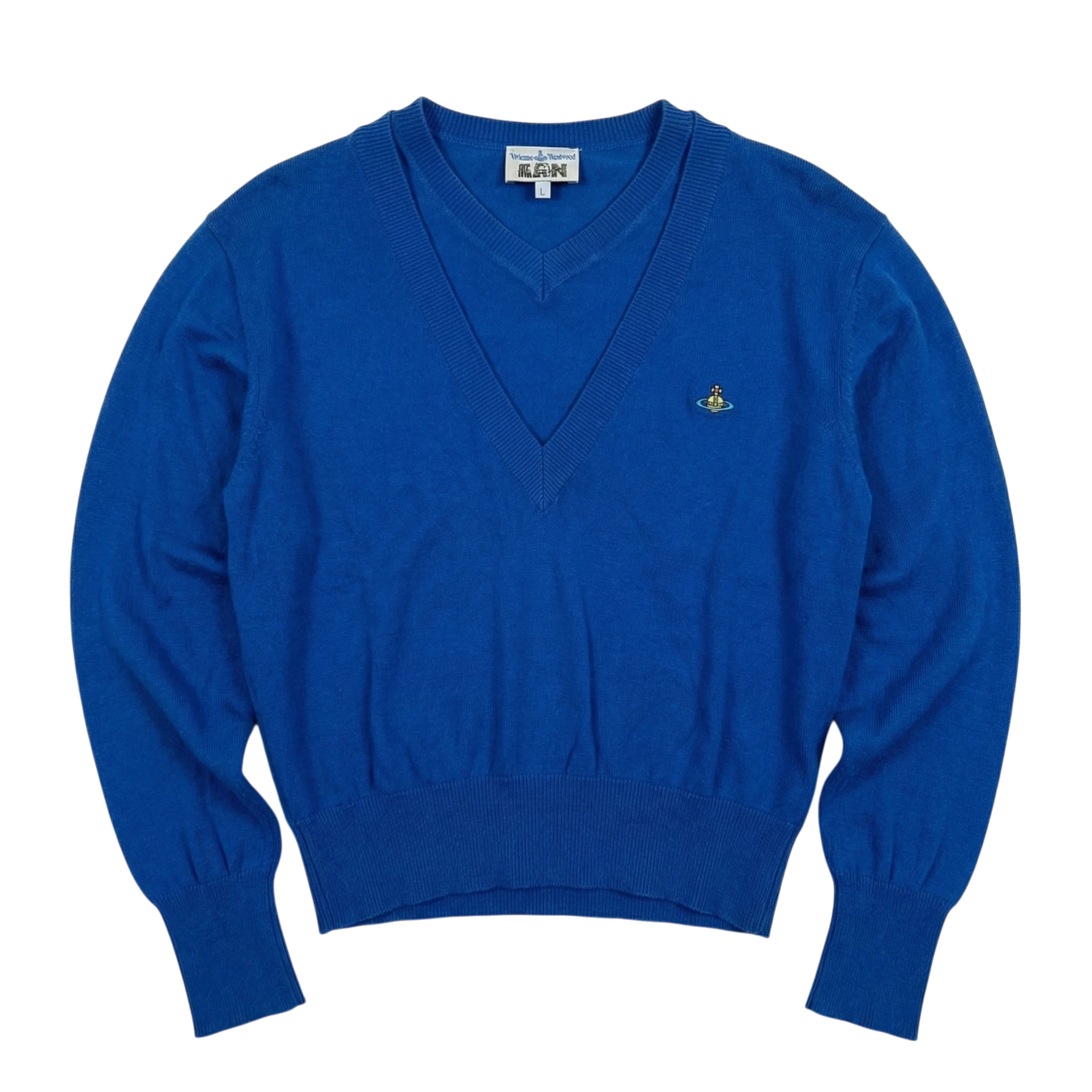 Vivienne Westwood Sweter Niebieski XL Vintage Streetwear - widok ogólny przód vintage