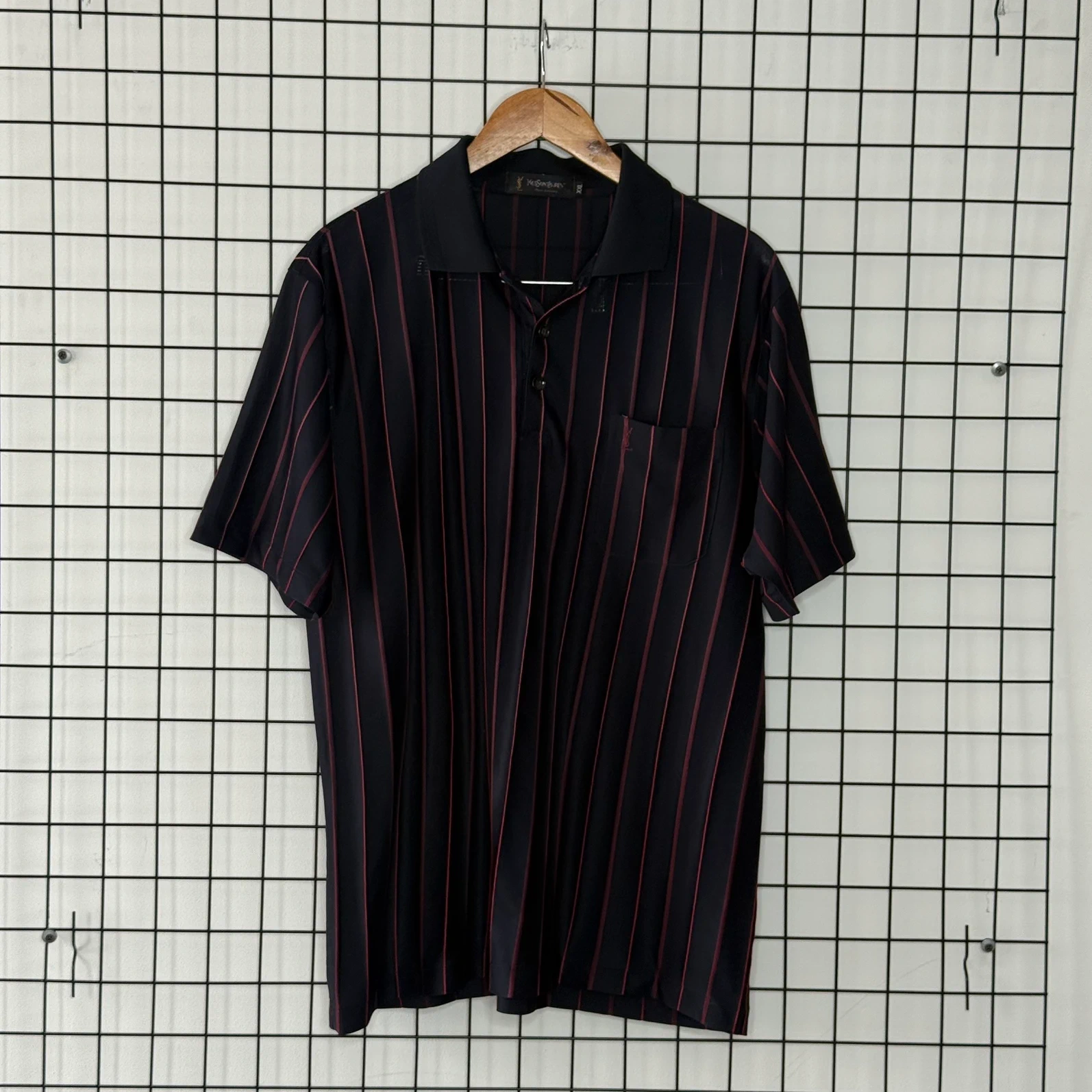 Yves Saint Laurent Polówka w Paski XXL Vintage Streetwear - widok ogólny przód vintage