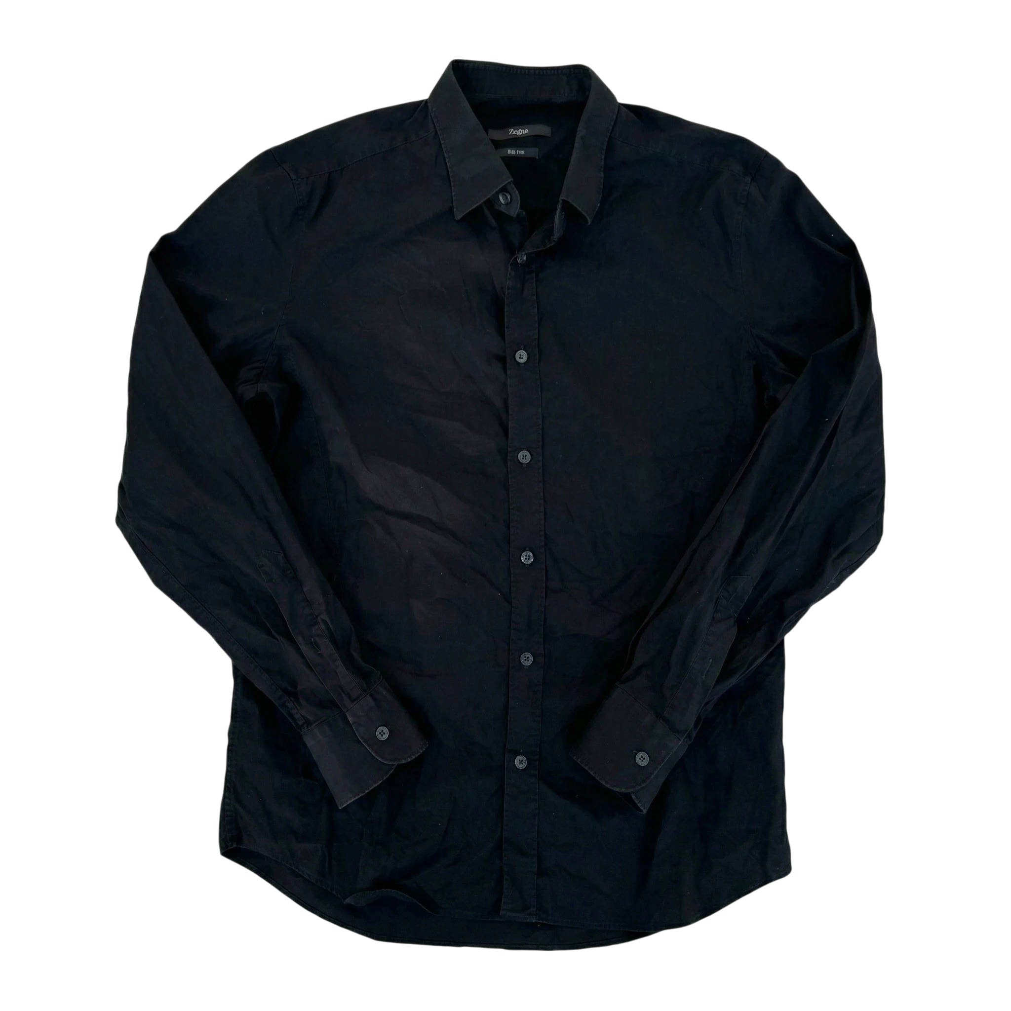 Zegna Koszula Czarna Elegancka L Vintage Streetwear - widok ogólny przód vintage