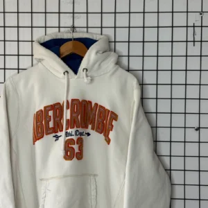 Abercrombie & Fitch Bluza Hoodie Kremowa XL Vintage Streetwear - zdjęcie 4