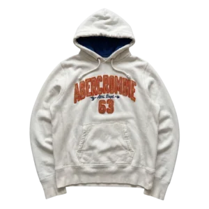 Abercrombie & Fitch Bluza Hoodie Kremowa XL Vintage Streetwear - widok ogólny przód vintage